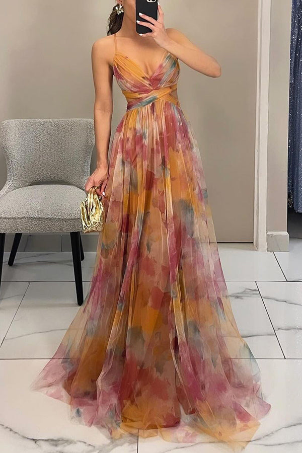 Gundisalva | Vestido maxi elegante para mujer con estampado floral primaveral