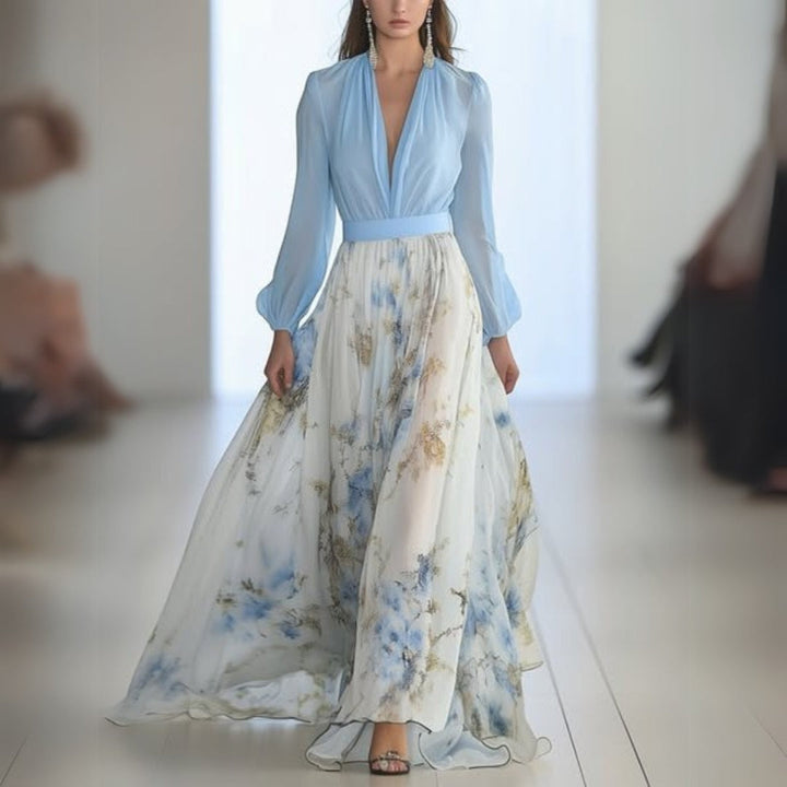 Abril | Vestido maxi para mujer con escote floral