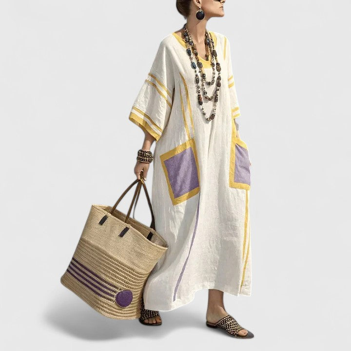 Galiana | Vestido midi bohemio para mujer con bolsillos fresco y ligero | Transpirable