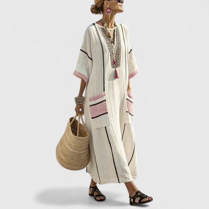 Galiana | Vestido midi bohemio para mujer con bolsillos fresco y ligero | Transpirable