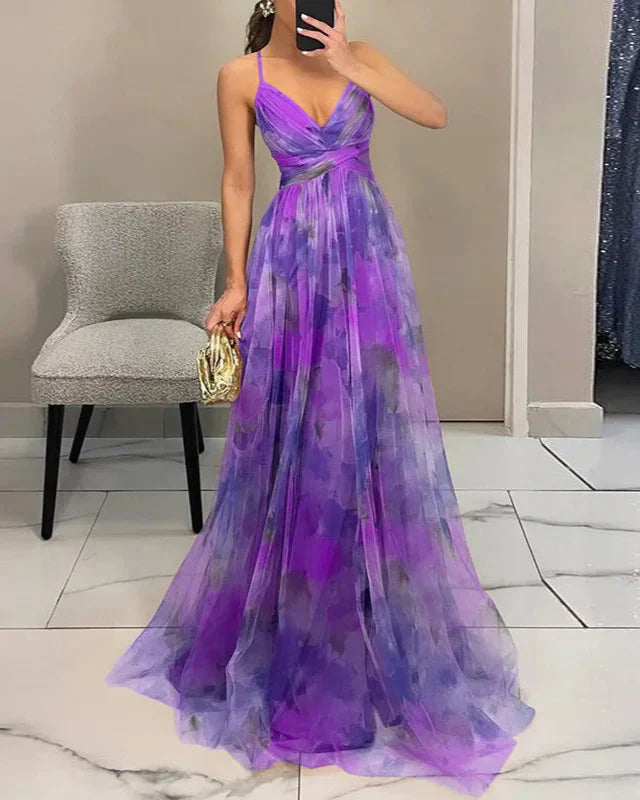 Gundisalva | Vestido maxi elegante para mujer con estampado floral primaveral